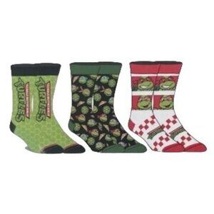 Teenage Mutant Ninja Turtles 3 Pair Crew Socks Size 10-13 Nickelodeon Bioworld